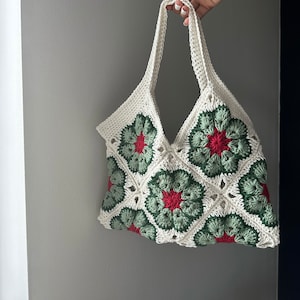 Crochet African Flower Granny Square Tote Bag I Kenikse Crochet
