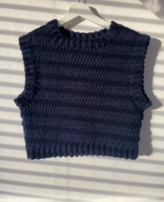 Handmade Crochet Cropped Vest Pattern, Crochet Sweater