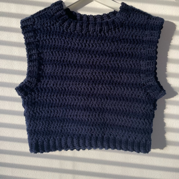 Handmade Crochet Cropped Vest Pattern, Crochet sweater pattern, Easy crochet pullover, Modern Vest Digital Patern