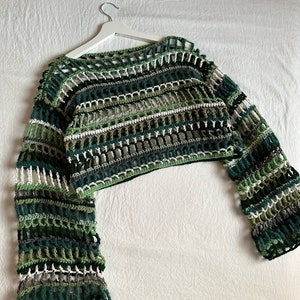 Crochet Cropped Langarm Shrug Muster I Crochet Mesh Sweater Top Muster I Multi Stitch Pullover Pattern PDF I Kenikse Crochet Bild 4
