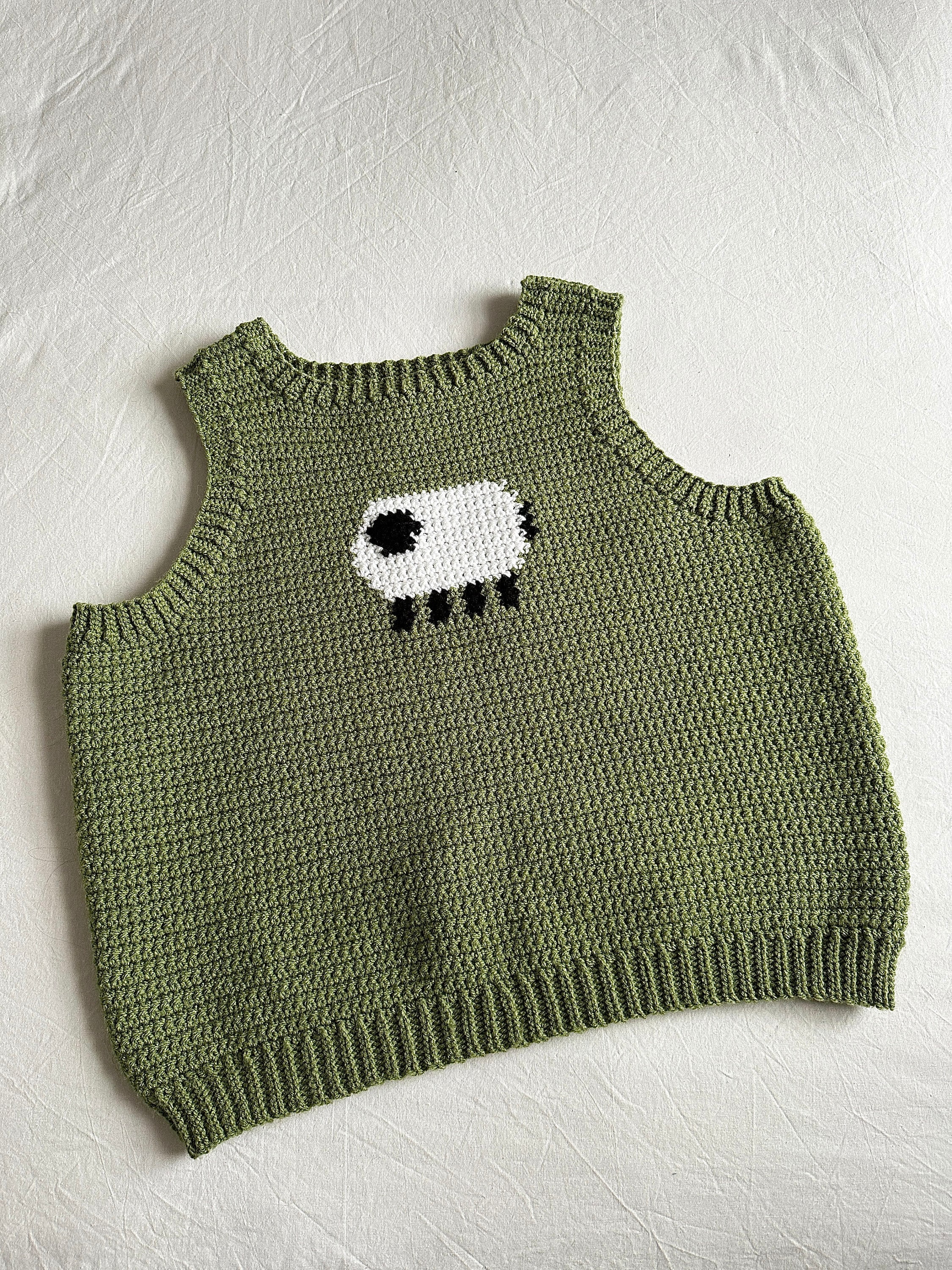 Crochet Sheep Vest Pattern, Crochet Tapestry Sweater Vest Pattern