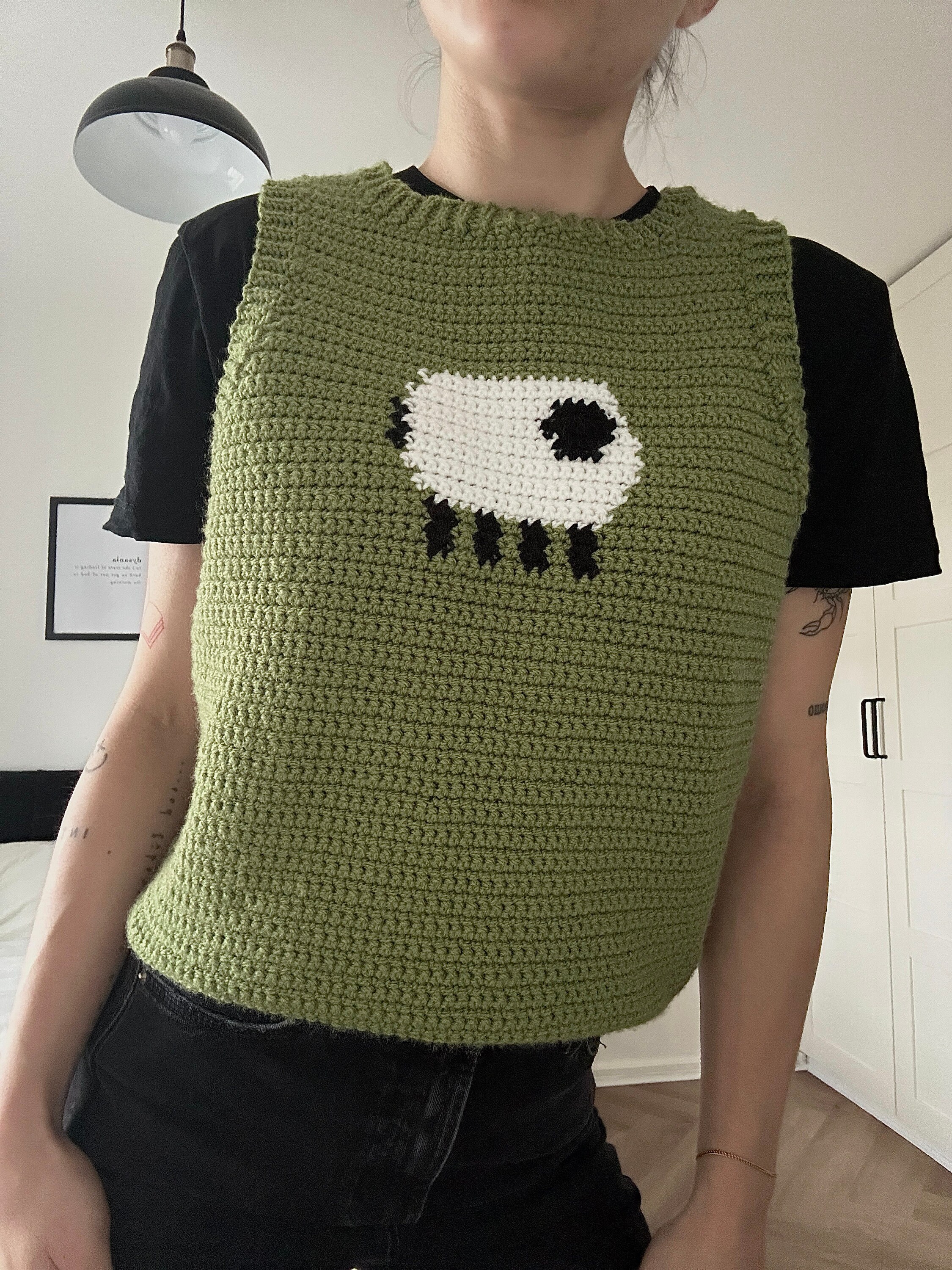 Crochet Sheep Vest Pattern, Crochet Tapestry Sweater Vest Pattern