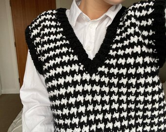 千鳥格子クロシェベストのパターン（PDFパターン） - Etsy 日本