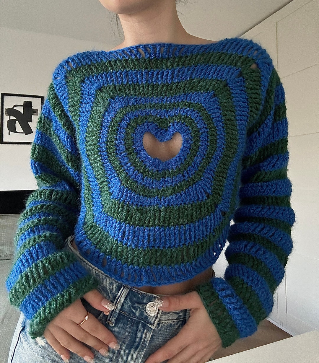 Crochet Heart Cut Out Sweater Pattern, Heartburn Crochet Long Sleeve ...