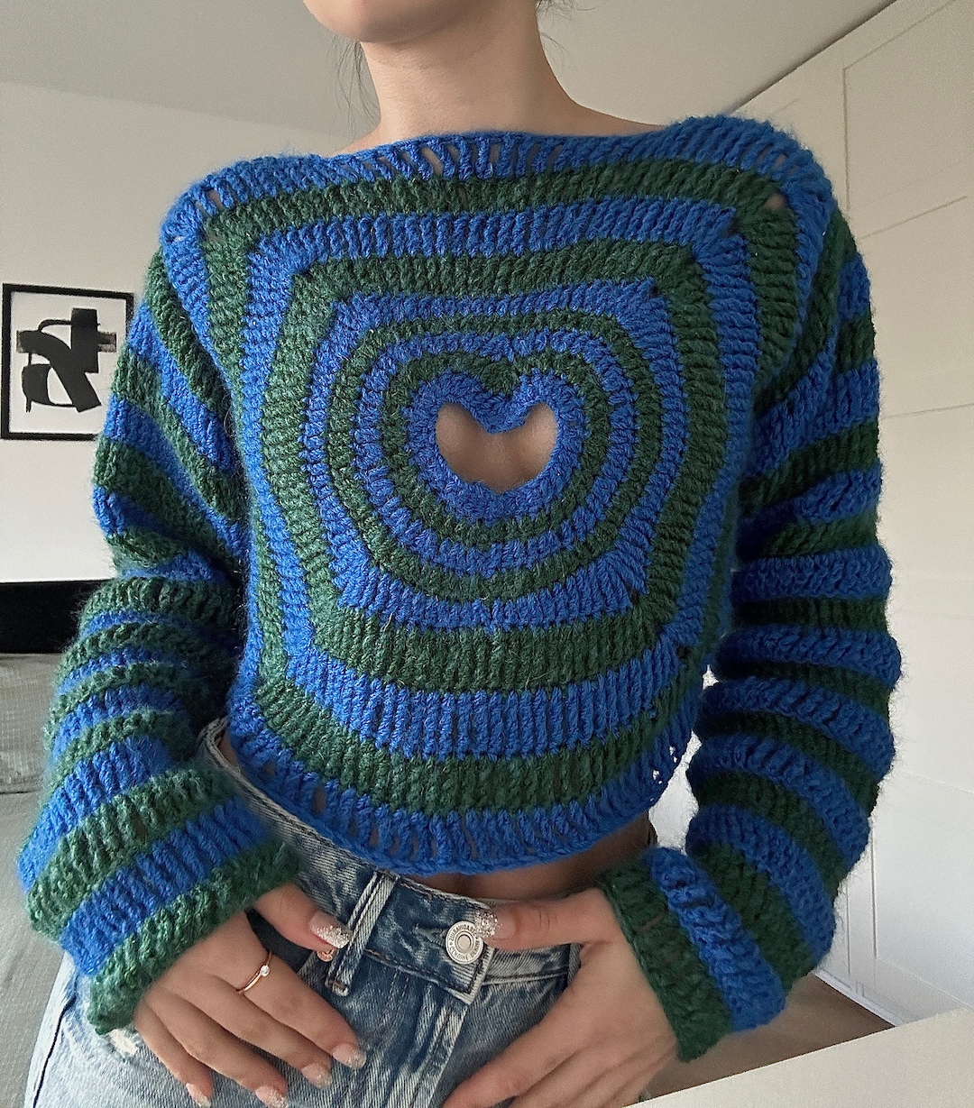 Crochet Heart Cut Out Sweater Pattern, Heartburn Crochet Long Sleeve ...