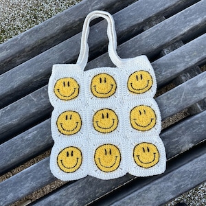 Crochet Tote Bag Pattern, Granny Square Bag Pattern, Smile Bag Crochet Pattern, PDF File Only