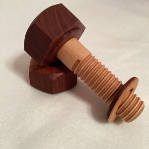 Sapele and Ash Nut and Bolt with Washer.
