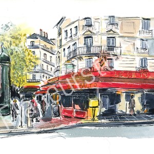 Dipinto originale ad acquerello Paris Café n. 5