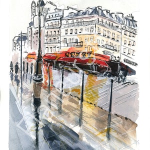 Dipinto originale ad acquerello del Café Paris n. 6