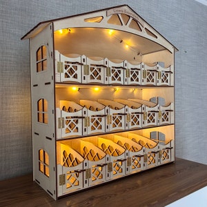 Wooden Horse Stable Set: 18 Stalls, Lighting & Accessories - Fits Collecta, Papo, Schleich