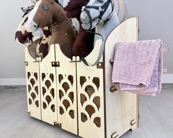 Hobby horse stand - wooden stable for 4 horses - Handmade