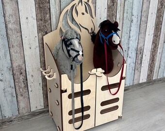 Hobby horse stand - wooden stable for 2 horses - Handmade
