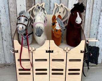 Hobby horse stand - wooden stable for 4 horses - Handmade