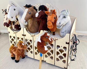 Hobby horse stand - wooden stable for 6 horses - Handmade New door design