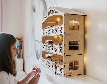 Wooden stable 18 stalls +Personalization+ accessories + LED lighting– compatible Schleich Collecta Breyer  FULLY ASSEMBLED