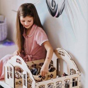 Personalized Wooden Horse Stable with Lighting: 10 Stalls, Toy Barn