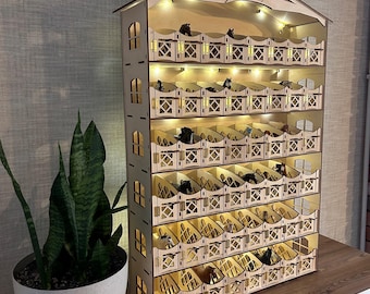 Wooden stable  for 48 stalls Personalization+accessories +LED  compatible Schleich Collecta Breyer