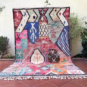 Boujaad Rug, Moroccan Boujaad Rug, Colorful Boujaad rug , Vintage Boujaad Rugs, Berber Carpet, Hand Knotted Rug, Bohemian rug