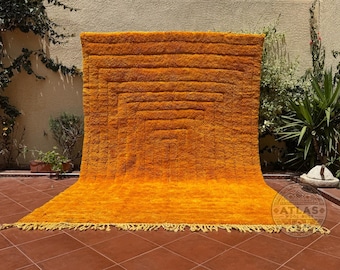 Handmade Orange Moroccan Area Rug, Custom Mrirt Wool Carpet, Plush Berber Rug for Living Room, Made to Order
