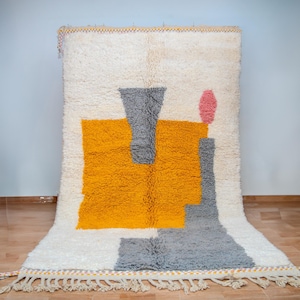 Moroccan rug Hand knotted - Beni ourain rug - all wool berber rug - Custom rug - handmade rug - Genuine lamb wool - Abstract berber rug