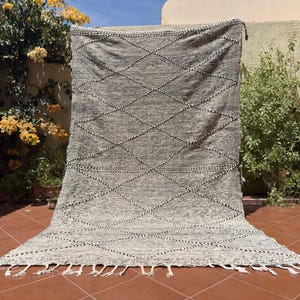 Custom Zanafi Moroccan Rug – Made to Order Wool Flatweave – Black and White Berber Carpet – Handwoven Tribal Rug – Any Size Available