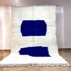 Moroccan rug blue - Berber rug - Custom Moroccan rug - Beni ourain rug - Handmade rug - Abstract Wool rug - blue rug - moroccan blue rug