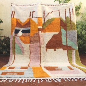 Colorful moroccan rug, Minimalist hand tufted rugs, Abstract Morrocan rugs, rugs for living room, Berber rugs, Woven rug, Berber teppich
