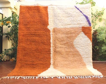 Terracotta Wool Moroccan Carpet – Large Handmade Berber Rug – Organic Modern Area Rug