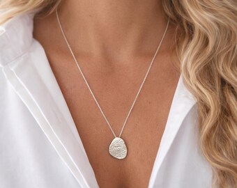 Recycled Silver Ingot Necklace – Genuine Calais Lace Imprint – Unique Handmade Jewelry