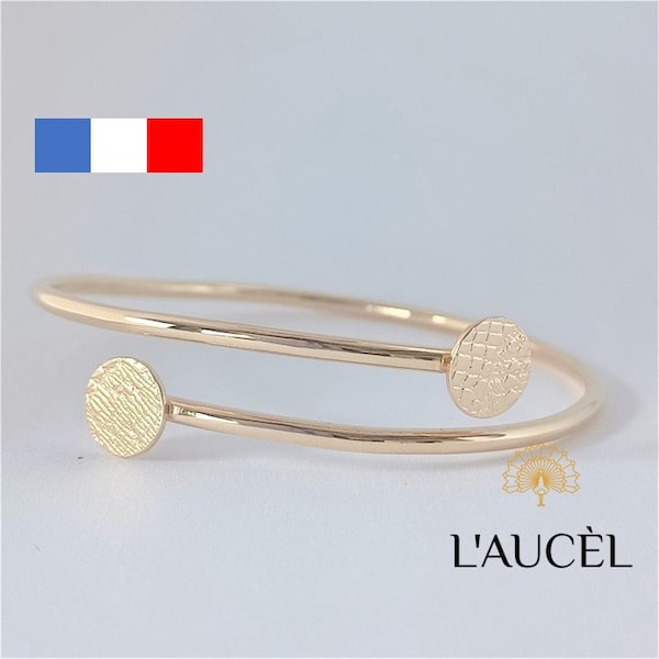 Bracelet Jonc ouvert en Plaqué Or. Collection Plume