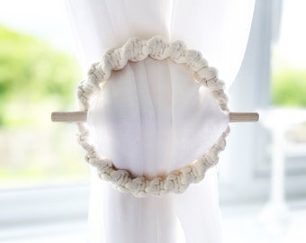 Boho Curtain Holdbacks | Macrame Curtain Tie Back | Curtain Holder | Curtain Decor | Handmade | Eco Friendly | Recycled Cotton