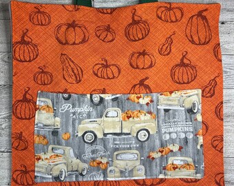 Pumpkin Patch Reversible Tote Bag, Double Layer, Sturdy, Hand Crafted, Gift Ideas, Fun and Functional, Autumn Theme