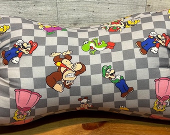 Mario's Chessboard Print 3 Sided, Bone Shaped Travel Pillow, Great Multipurpose Pillow, Supportive Comfort for Side Sleepers/Lumbar Support