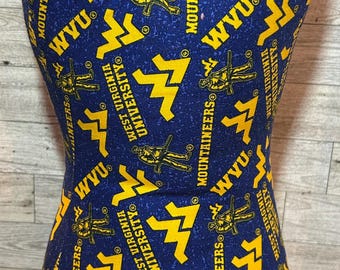 WVU Mountaineer 3 Sided Bone Shaped Travel Pillow, Multipurpose Pillow, Supportive Comfort for Side Sleepers, Lumbar Support