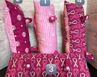 Almohadas de recuperación 3 en 1 de los Steelers y/o concientización sobre el cáncer de mama, con presillas para cinturón de seguridad y bolsillo para bolsa de hielo/calor, ¡envío GRATIS!