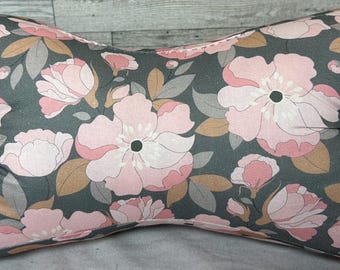 Pink Magnolia 3 Sided, Bone Shaped, Travel Pillow, Great Multipurpose Pillow, Supportive Comfort for Side Sleepers, Lumbar Support
