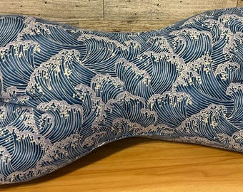 Artistic Ocean Waves 3 Sided, Bone Shaped, Travel Pillow, Great Multipurpose Pillow, Supportive Comfort for Side Sleepers, Lumbar Support