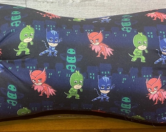 Cartoon Masked Heroes Bone Shaped Pillow, Kid/Toddler Gift, Great Multipurpose Pillow, Supportive Comfort for Side Sleepers/Lumbar Support