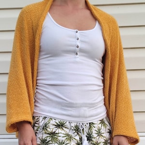 Multipurpose Wheelchair or Bed Sweater, Mustard, Unisex, IV/PICC Line Accessible, Super Soft Chenille, FREE Shipping! (Ideal for up to 5&#39;7&quot;)