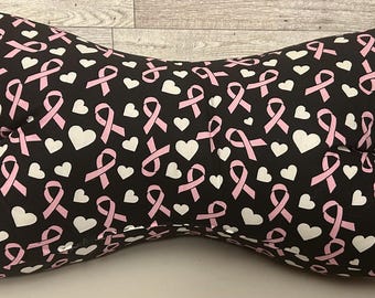 Sanación con amor, lazos contra el cáncer de mama, almohada multiusos de 3 lados con forma de hueso, comodidad de apoyo, personas que duermen de lado, soporte lumbar