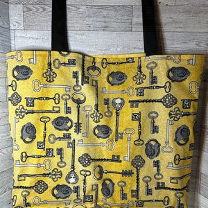 Bolsa de mano Skeleton Keys, doble capa, resistente, hecha a mano, con fondo cuadrado, ideas de regalo, bolsa de regalo reutilizable, tema Dark Academia