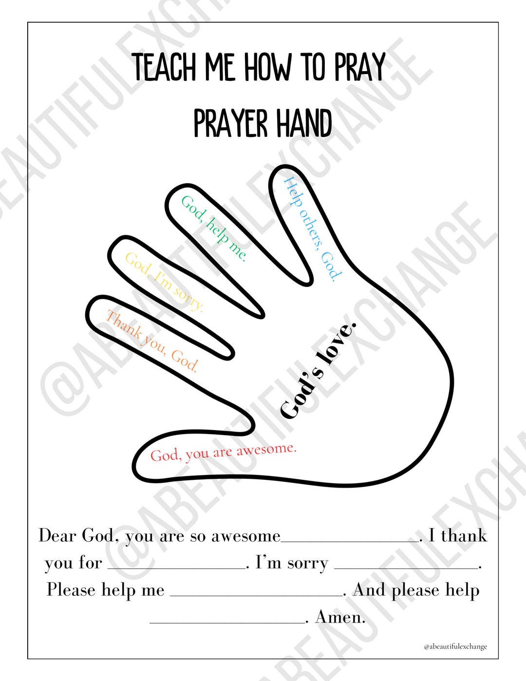 Teach me how to pray prayer hand etsy