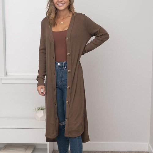 Women Knit Cardigan Sweater, Button Down Cardigan, Open Front Long Sleeve Cardigan, Relaxed Fit Outwear, Lightweight Duster