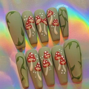 MUSHIES | cute cottagecore mushroom press on gel nails | Includes application kit!
