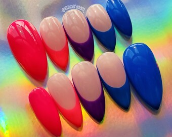 BI PRIDE | bisexual pride french tip press on gel nails | Includes application kit!