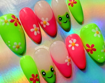 FROGGO | cute frog press on gel nails | Includes application kit!