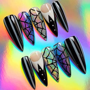 NEVERMORE | wednesday spiderweb press on gel nails | Includes application kit!