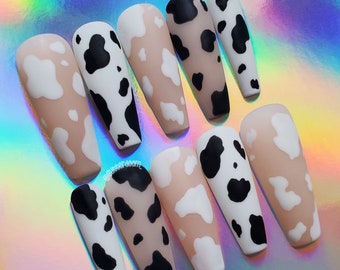 MOO 2 | nude cow print press on gel nails | Includes application kit!