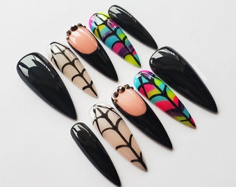 NEVERMORE | wednesday enid spiderweb press on gel nails | Includes application kit!