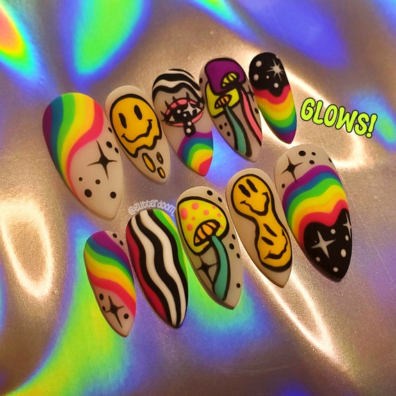 Rainbow glow in the dark nails hotsell